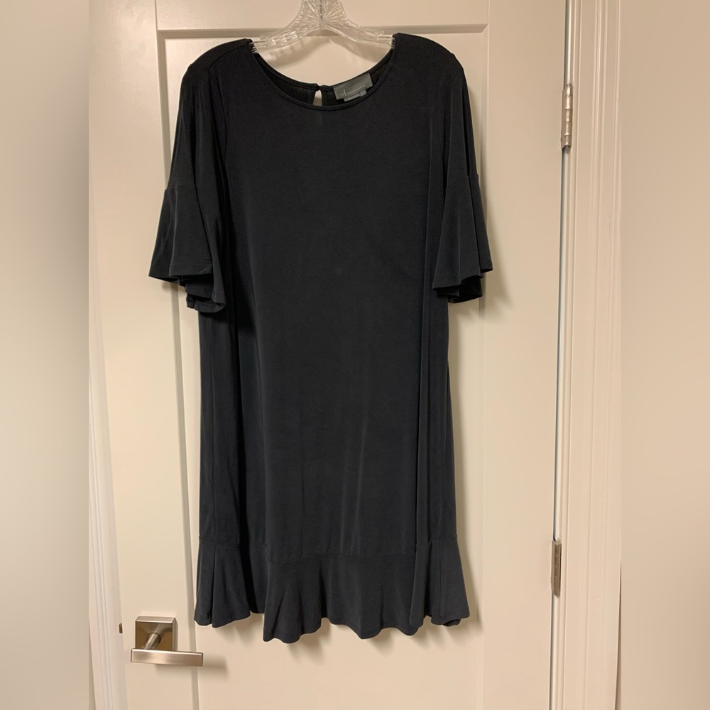 Anthropologie gray dress with ruffles